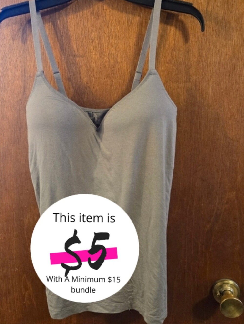 Muji Bra Tank Cami Size XL Khaki  Smoothing.  Bulit In Cup Pads
